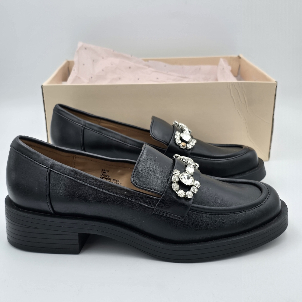 Like-New BCBGeneration Carli Crystal Bit Loafers, Black, 6.5M - Picture 4 of 16